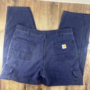 Carhartt FRB240 DNY Flame Resistant Work Pants 36x29 Navy Blue Dungaree Fit